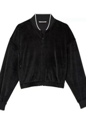 Victoria's Secret Black Velvet Zip Front Jacket